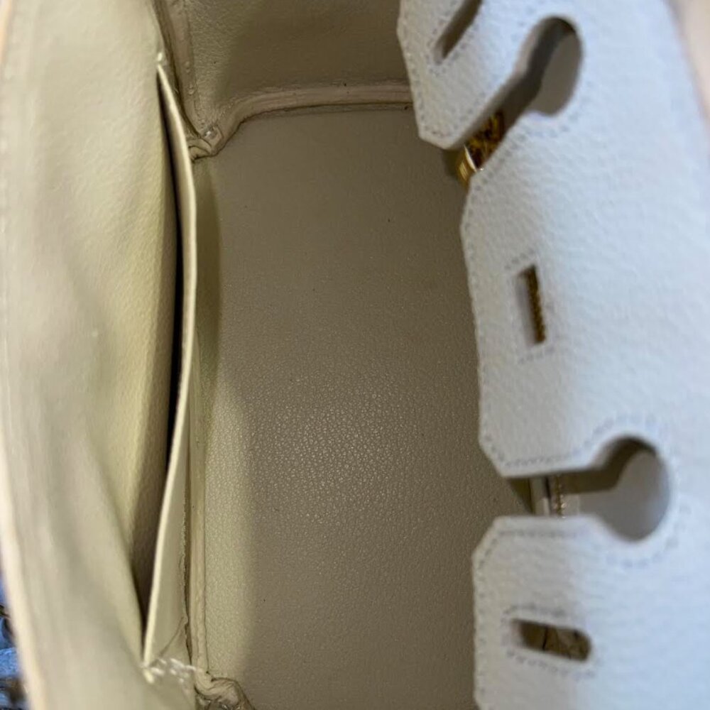 White Mini Tote Bag with Gold Hardware - Picture 6 of 6